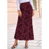 imageBTFBM Womens Floral Mesh Maxi Skirt Elastic High Waisted Boho Elegant Mermaid 2025 Summer Fall Long Skirts for WomenBurgundy