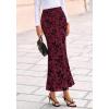 imageBTFBM Womens Floral Mesh Maxi Skirt Elastic High Waisted Boho Elegant Mermaid 2025 Summer Fall Long Skirts for WomenBurgundy