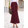 imageBTFBM Womens Floral Mesh Maxi Skirt Elastic High Waisted Boho Elegant Mermaid 2025 Summer Fall Long Skirts for WomenBurgundy
