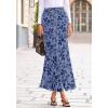imageBTFBM Womens Floral Mesh Maxi Skirt Elastic High Waisted Boho Elegant Mermaid 2025 Summer Fall Long Skirts for WomenDusty Blue