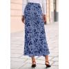 imageBTFBM Womens Floral Mesh Maxi Skirt Elastic High Waisted Boho Elegant Mermaid 2025 Summer Fall Long Skirts for WomenDusty Blue