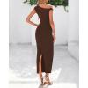 imageBTFBM Womens Formal Cocktail Dresses Fall 2025 One Shoulder Twist Strap Ruched Bodycon Elegant Wedding Party Maxi DressCoffee