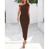 imageBTFBM Womens Formal Cocktail Dresses Fall 2025 One Shoulder Twist Strap Ruched Bodycon Elegant Wedding Party Maxi DressCoffee