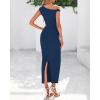 imageBTFBM Womens Formal Cocktail Dresses Fall 2025 One Shoulder Twist Strap Ruched Bodycon Elegant Wedding Party Maxi DressDark Blue