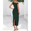imageBTFBM Womens Formal Cocktail Dresses Fall 2025 One Shoulder Twist Strap Ruched Bodycon Elegant Wedding Party Maxi DressDark Green