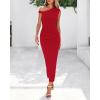 imageBTFBM Womens Formal Cocktail Dresses Fall 2025 One Shoulder Twist Strap Ruched Bodycon Elegant Wedding Party Maxi DressRed