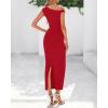 imageBTFBM Womens Formal Cocktail Dresses Fall 2025 One Shoulder Twist Strap Ruched Bodycon Elegant Wedding Party Maxi DressRed