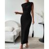 imageBTFBM Womens Ruched Bodycon Dress Summer Casual Sleeveless Back Slit Elegant Club Evening Party Cocktail Maxi DressesBlack
