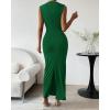 imageBTFBM Womens Ruched Bodycon Dress Summer Casual Sleeveless Back Slit Elegant Club Evening Party Cocktail Maxi DressesBright Green