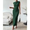 imageBTFBM Womens Ruched Bodycon Dress Summer Casual Sleeveless Back Slit Elegant Club Evening Party Cocktail Maxi DressesDark Green