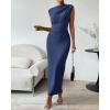 imageBTFBM Womens Ruched Bodycon Dress Summer Casual Sleeveless Back Slit Elegant Club Evening Party Cocktail Maxi DressesDark Grey Blue
