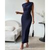 imageBTFBM Womens Ruched Bodycon Dress Summer Casual Sleeveless Back Slit Elegant Club Evening Party Cocktail Maxi DressesNavy