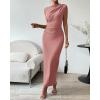 imageBTFBM Womens Ruched Bodycon Dress Summer Casual Sleeveless Back Slit Elegant Club Evening Party Cocktail Maxi DressesPink
