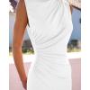imageBTFBM Womens Ruched Bodycon Dress Summer Casual Sleeveless Back Slit Elegant Club Evening Party Cocktail Maxi DressesWhite