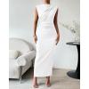 imageBTFBM Womens Ruched Bodycon Dress Summer Casual Sleeveless Back Slit Elegant Club Evening Party Cocktail Maxi DressesWhite