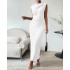 imageBTFBM Womens Ruched Bodycon Dress Summer Casual Sleeveless Back Slit Elegant Club Evening Party Cocktail Maxi DressesWhite