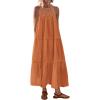 imageBTFBM Summer Halter Dresses for Women 2025 Casual Spring Hollow Out Sleeveless Boho Sundresses Beach Vacation Maxi DressBrown Orange
