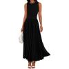 imageBTFBM Summer Maxi Dresses for Women 2025 Sleeveless Casual Ruched High Waisted Tank Long Sundress Flowy Beach Fall DressBlack