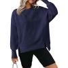 imageBTFBM Womens Casual Crewneck Sweatshirts 2025 Spring Fall Clothes Long Sleeve Side Slit Workout Fleece Pullover TopsNavy