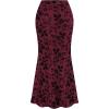 imageBTFBM Womens Floral Mesh Maxi Skirt Elastic High Waisted Boho Elegant Mermaid 2025 Summer Fall Long Skirts for WomenBurgundy