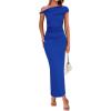 imageBTFBM Womens Formal Cocktail Dresses Fall 2025 One Shoulder Twist Strap Ruched Bodycon Elegant Wedding Party Maxi DressRoyal Blue