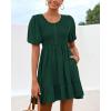 imageBTFBM Spring Empire Waist Dress for Women 2025 Summer Smocked Crewneck Puff Short Sleeve Beach Vacation Mini DressesGreen