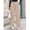 imageBTFBM Wide Leg Pants for Women Dressy Work Business Casual Elastic High Waisted Trousers Ribbed Lounge Palazzo PantsApricot
