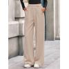 imageBTFBM Wide Leg Pants for Women Dressy Work Business Casual Elastic High Waisted Trousers Ribbed Lounge Palazzo PantsApricot
