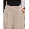 imageBTFBM Wide Leg Pants for Women Dressy Work Business Casual Elastic High Waisted Trousers Ribbed Lounge Palazzo PantsApricot