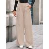 imageBTFBM Wide Leg Pants for Women Dressy Work Business Casual Elastic High Waisted Trousers Ribbed Lounge Palazzo PantsApricot