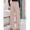 imageBTFBM Wide Leg Pants for Women Dressy Work Business Casual Elastic High Waisted Trousers Ribbed Lounge Palazzo PantsApricot