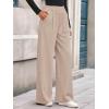 imageBTFBM Wide Leg Pants for Women Dressy Work Business Casual Elastic High Waisted Trousers Ribbed Lounge Palazzo PantsApricot
