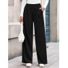 imageBTFBM Wide Leg Pants for Women Dressy Work Business Casual Elastic High Waisted Trousers Ribbed Lounge Palazzo PantsBlack