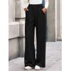 imageBTFBM Wide Leg Pants for Women Dressy Work Business Casual Elastic High Waisted Trousers Ribbed Lounge Palazzo PantsBlack