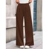 imageBTFBM Wide Leg Pants for Women Dressy Work Business Casual Elastic High Waisted Trousers Ribbed Lounge Palazzo PantsBrown