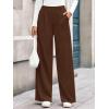 imageBTFBM Wide Leg Pants for Women Dressy Work Business Casual Elastic High Waisted Trousers Ribbed Lounge Palazzo PantsBrown