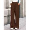 imageBTFBM Wide Leg Pants for Women Dressy Work Business Casual Elastic High Waisted Trousers Ribbed Lounge Palazzo PantsBrown