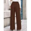 imageBTFBM Wide Leg Pants for Women Dressy Work Business Casual Elastic High Waisted Trousers Ribbed Lounge Palazzo PantsBrown