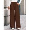 imageBTFBM Wide Leg Pants for Women Dressy Work Business Casual Elastic High Waisted Trousers Ribbed Lounge Palazzo PantsBrown
