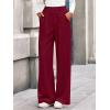 imageBTFBM Wide Leg Pants for Women Dressy Work Business Casual Elastic High Waisted Trousers Ribbed Lounge Palazzo PantsBurgundy