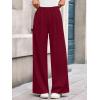 imageBTFBM Wide Leg Pants for Women Dressy Work Business Casual Elastic High Waisted Trousers Ribbed Lounge Palazzo PantsBurgundy
