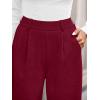imageBTFBM Wide Leg Pants for Women Dressy Work Business Casual Elastic High Waisted Trousers Ribbed Lounge Palazzo PantsBurgundy