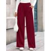 imageBTFBM Wide Leg Pants for Women Dressy Work Business Casual Elastic High Waisted Trousers Ribbed Lounge Palazzo PantsBurgundy