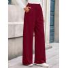 imageBTFBM Wide Leg Pants for Women Dressy Work Business Casual Elastic High Waisted Trousers Ribbed Lounge Palazzo PantsBurgundy