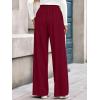 imageBTFBM Wide Leg Pants for Women Dressy Work Business Casual Elastic High Waisted Trousers Ribbed Lounge Palazzo PantsBurgundy