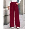 imageBTFBM Wide Leg Pants for Women Dressy Work Business Casual Elastic High Waisted Trousers Ribbed Lounge Palazzo PantsBurgundy