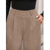 imageBTFBM Wide Leg Pants for Women Dressy Work Business Casual Elastic High Waisted Trousers Ribbed Lounge Palazzo PantsKhaki