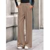 imageBTFBM Wide Leg Pants for Women Dressy Work Business Casual Elastic High Waisted Trousers Ribbed Lounge Palazzo PantsKhaki