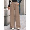 imageBTFBM Wide Leg Pants for Women Dressy Work Business Casual Elastic High Waisted Trousers Ribbed Lounge Palazzo PantsKhaki