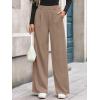 imageBTFBM Wide Leg Pants for Women Dressy Work Business Casual Elastic High Waisted Trousers Ribbed Lounge Palazzo PantsKhaki